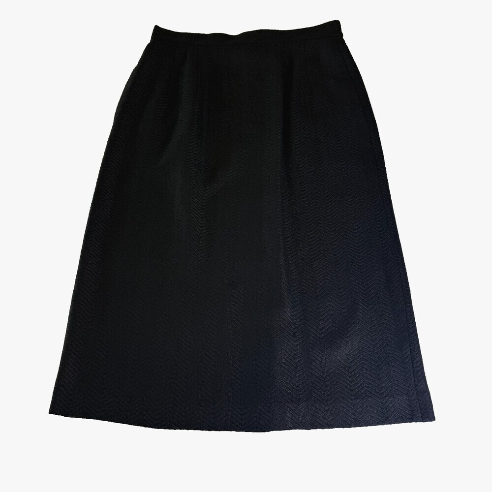 Doncaster Silks VINTAGE Long Pencil Skirt, Size 10, 100% Silk, Black Textured